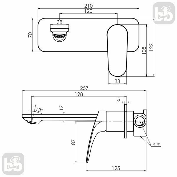 Змішувач для умивальника, прихований монтаж на стіну, хром. Imprese Perla f03508001CC 92568 фото