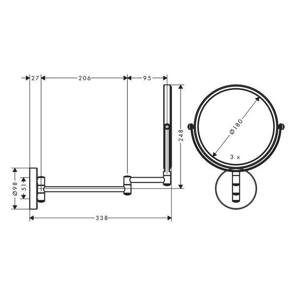 Logis Дзеркало для голiння, настiнне, хром HANSGROHE 73561000 73561000 фото