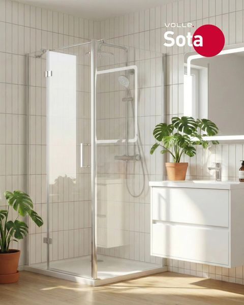 Душевая кабина 90*90 Walk-In распашная без поддона, хром, Volle SOTA 90-C 1038.124501 86236 фото
