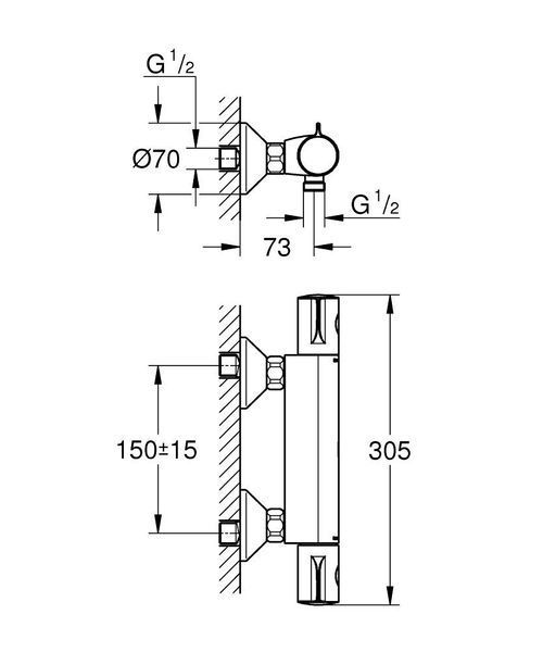 Змішувач з Термостатом для душу Grohe Grohtherm 800, хром 34558000 34558000 фото