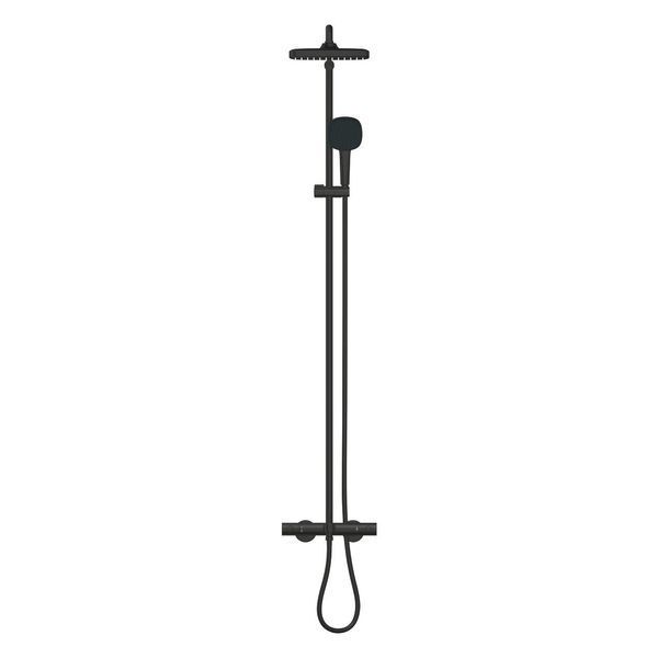 TEMPESTA SYSTEM CUBE матовая черная душевая система 250 колонна с термостатом для ванны Grohe 266912431 266912431 фото