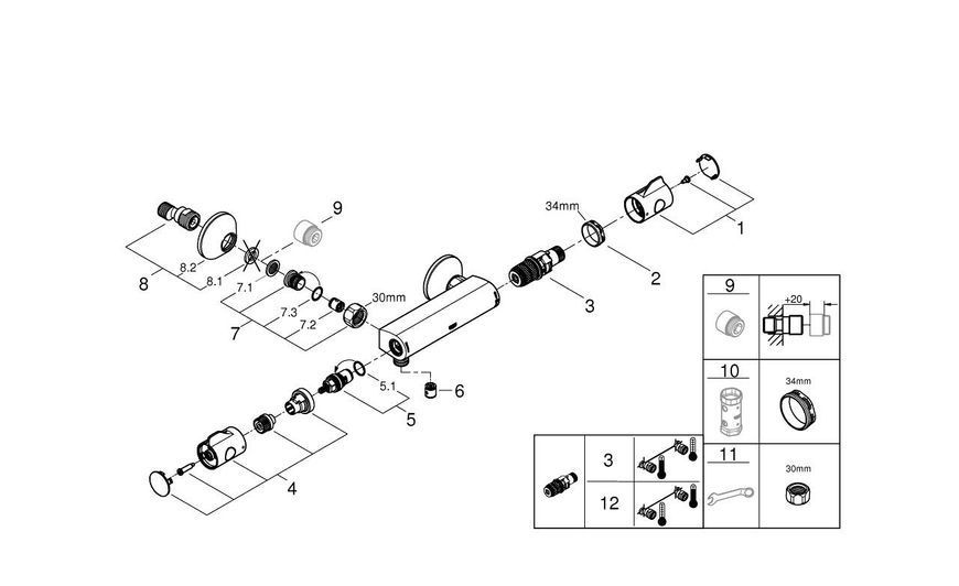 Змішувач з Термостатом для душу Grohe Grohtherm 800, хром 34558000 34558000 фото