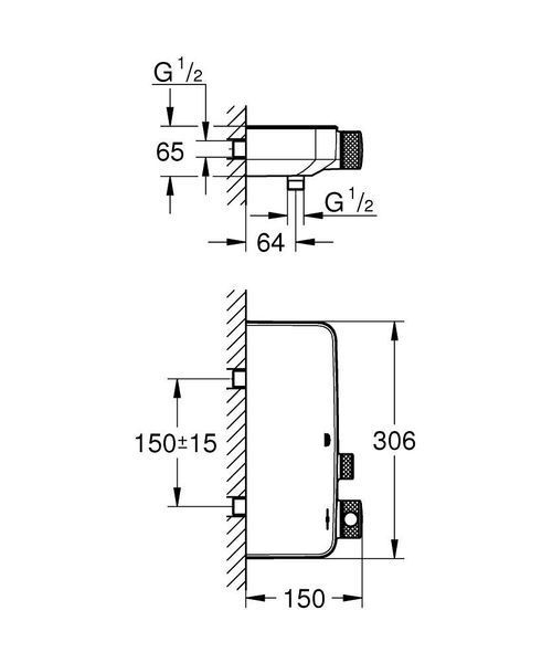 Grohtherm SmartControl матовий чорний змішувач Термостат для душу 1/2&Prime; кнопка Grohe 102169KF00 102169KF00 фото