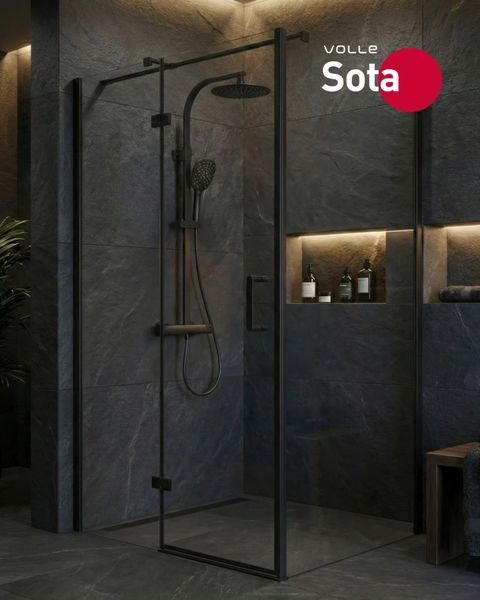 Черная Душевая кабина 120*80 Walk-In распашная без поддона Volle SOTA 1038.134603 83727 фото
