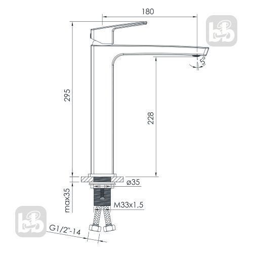 Бронзовый Смеситель для умывальника, высокий: 228. Imprese Grafiky ZMK1724150352 93409 фото