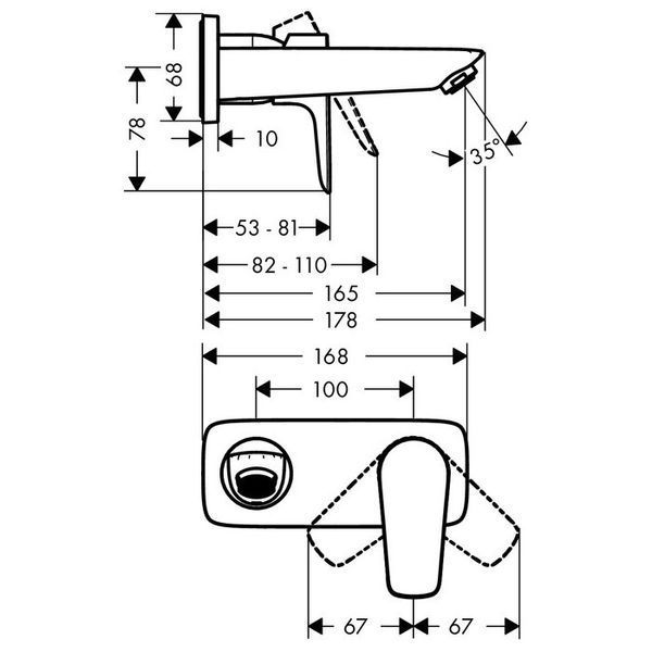 Talis E Змiшувач для раковини, одноважiльний, СМ, вилив 165 мм, хром HANSGROHE 71732000 71732000 фото