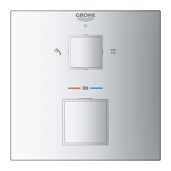 Термостат для душу прихованого монтажу, 2 виходи, Grohe Grohtherm Cube Termostatic 24154000 24154000 фото