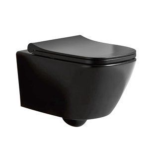 FLAVIO унітаз підвісний безобідковий, з сидінням Slim Soft Close, matt black DiMARCO DM2I004MB DM2I004MB фото