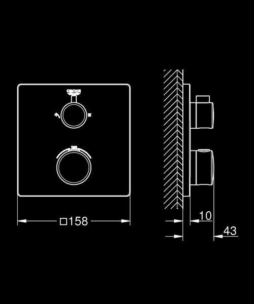 Термостат для душу прихованого монтажу, 2 виходи, Grohe Grohtherm SmartControl 24079000 24079000 фото