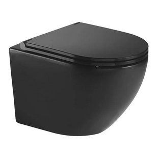 Матовий Чорний Унітаз підвісний з кришкою Imprese LESNA BLACK Rimless i11546 black 79253 фото