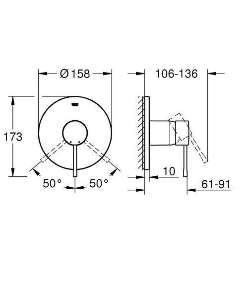 Essence матовый черный смеситель скрытого монтажа Grohe 24168KF1 24168KF1 фото